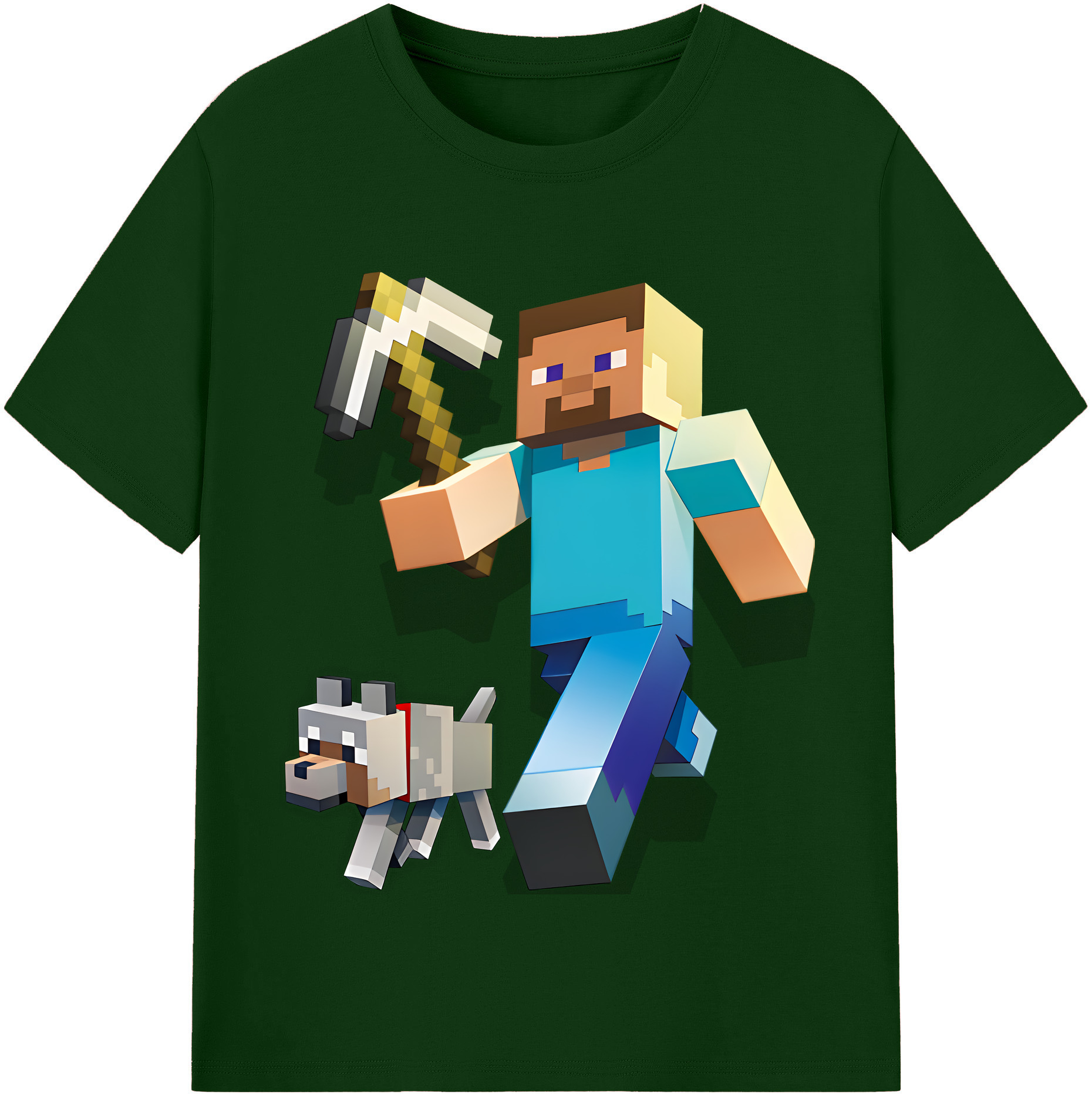 （画像用） マインクラフト ブロックの世界 Minecraft MC Block world 綿100％半袖Tシャツ（フロントプリント）